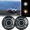 2X For Lada Niva 4x4 7Inch H4 LED Headlight With Angle Eye Turn Signal for VAZ 2101GAZ 24 UAZ 469 Toyota Jeep Wrangler JK Suzuki. 