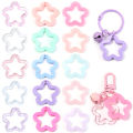 30pcs/lot Colorful Acrylic Star Pendants 30mm Hollow Stars Charms Pendant Loose Spacer Bead For DIY Jewelry Making Keychain. 