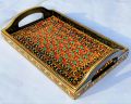 swati traditional art hand painted wooden serving tray.. 