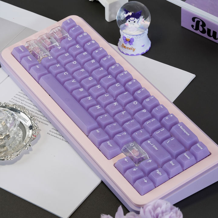 Translucent Purple Keycaps Purple Fog Transparent Keycaps Cherry profile Shine Through PC Keycap ...