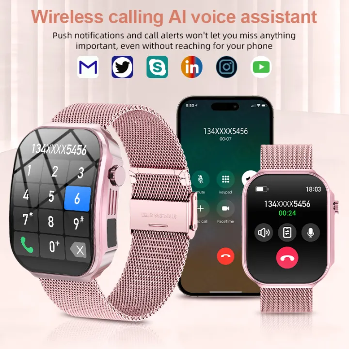 LIGE%20Smart%20Watch%20Women%202.2"%20Curved%20Display%20BT%20Call%20100+%20Sports%20Mode%20Flashlight%20Body%20Temperature%20Health%20Monitor%20Men's%20Smartwatch%20-%20Image%202