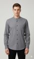 Anationz – Linen Cotton Chinese Collar Shirt – Light Grey. 