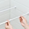 1PC - Non punching telescopic rod installation multifunctional mini storage telescopic rod - white.