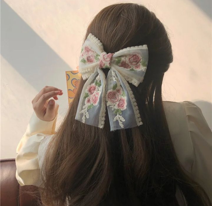 1%20pcs%20hair%20rainbow%20bow%20girls%20hair%20accessory%20with%20golden%20chain%20and%20pearls%20-%20cute%20and%20fancy%20girls%20hair%20clip%20catcher%20-%20Image%205