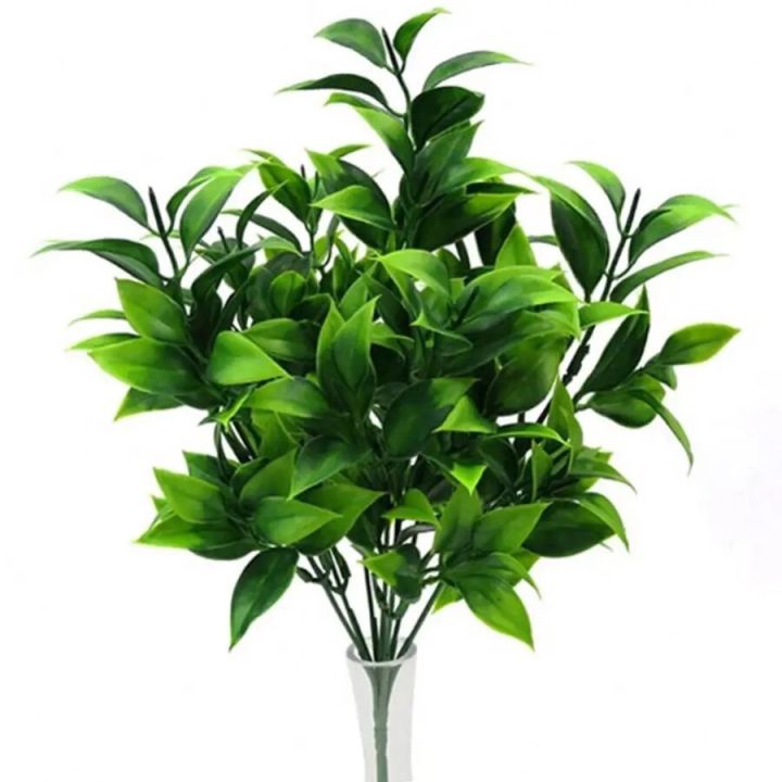 7 branches green artificial plants for garden grass orange leaves faux plant for home decoration