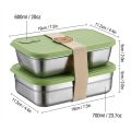 WORTHBUY 304 Stainless Steel Lunch Box With Lid Portable Fruit Salad Food Container Stackable Leak Proof Bento Box For Student.