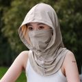 Summer Anti-UV Sunscreen Hat With Mask Shawl Breathable Ice Silk Pullover Cap Head Wrap Unisex Beach Cap For Outdoor Sports.