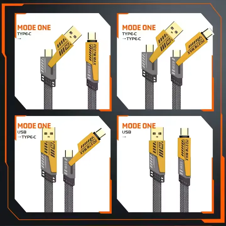 Nylon%20Braided%20Zinc%20Alloy%20Material%20Hot%20Selling%20High%20Quality%20Pd%2027W%20to%2065W%204%20in%201%20Usb%20Fast%20Charging%20Data%20Cable%20for%20Iphone%20-%20Image%203