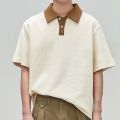 Becoolman - Men's Polo Shirt, Loose Version, Waffle Fabric, Casual T-Shirt, Fashion Color Matching, Vintage Trend, Simple and Easy to Match.. 
