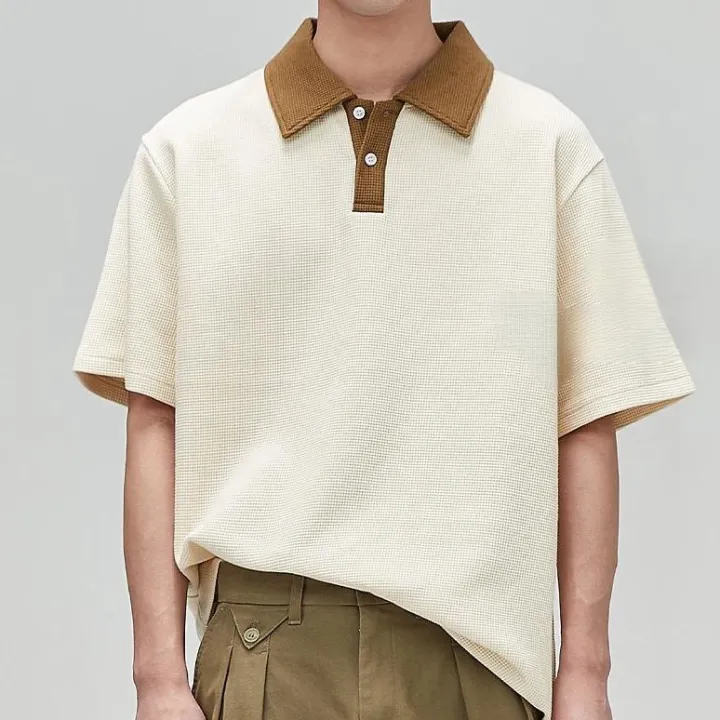 Becoolman%20-%20Men's%20Polo%20Shirt,%20Loose%20Version,%20Waffle%20Fabric,%20Casual%20T-Shirt,%20Fashion%20Color%20Matching,%20Vintage%20Trend,%20Simple%20and%20Easy%20to%20Match.%20-%20Image%208