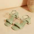 Women Fashion Luxury Crumples Stylish Block Heels Sandals Comfortable and easy to Walk Causal Office Bridal Party Weeding every Function Black, White, Green. 