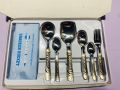 29 pieces fancy golden lazer print cutlery set stainless steel high quality cutlery set with stand. 