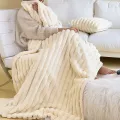Solid Color Fluffy Blankets Thickened Wide Striped Blanket Soft Warm Sofa Bed Sheet Cover Chunky Nap Blanket Home Bedroom Decor. 