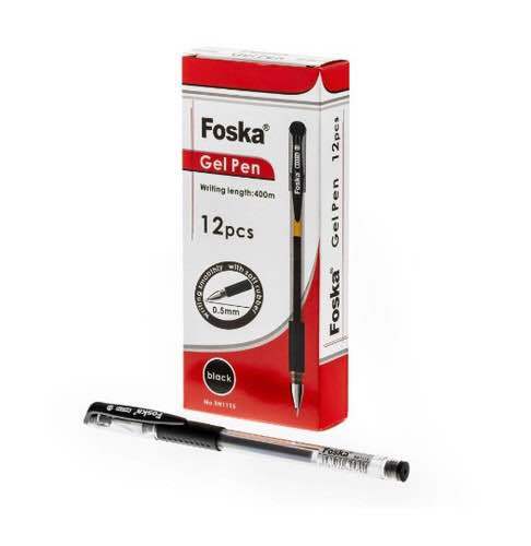 FOSKA Gel Pen 0.5mm Black ink 12PCS