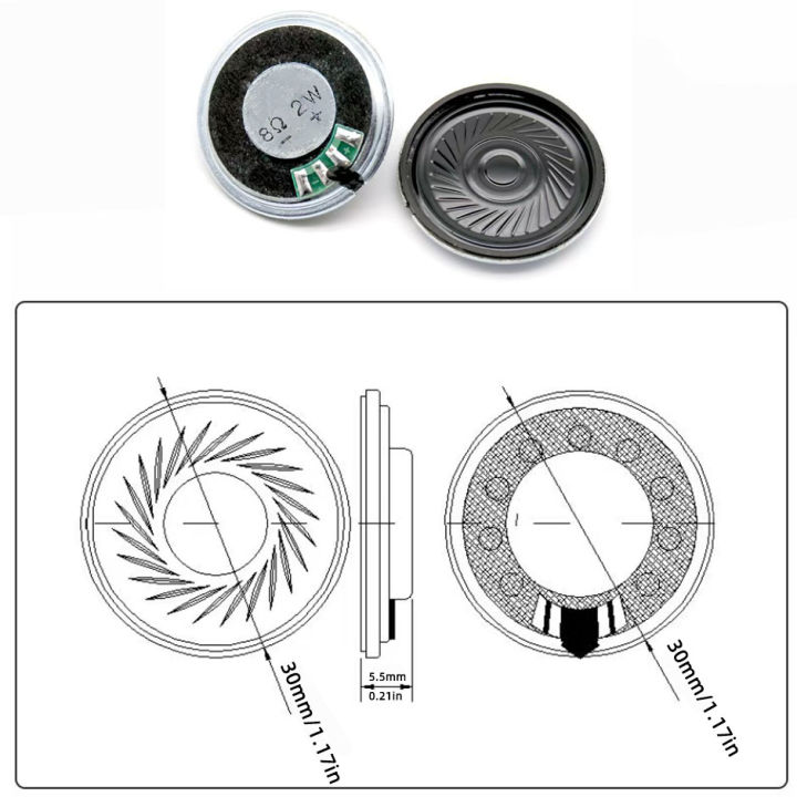 2PCS%20Mini%208%20Ohm%208%CE%A9%202W%20Horn%20Loudspeaker%208R%202W%20Diameter%20%2030mm%20%20Loud%20Speaker%20Replacement%20Parts%20with%20Welding%20Wire%20Connector%20-%20Image%203