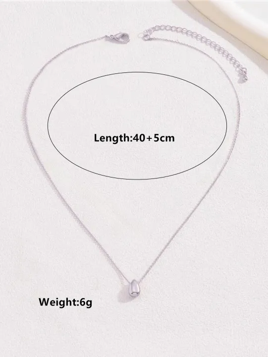 1pc%20Minimalist%20Style%20Niche%20Design%20Water%20Drop%20Beaded%20Stainless%20Steel%2018K%20Gold%20Plated%20Necklace%20For%20Women%20Stacking%20Necklace%20Summer%20-%20Image%204