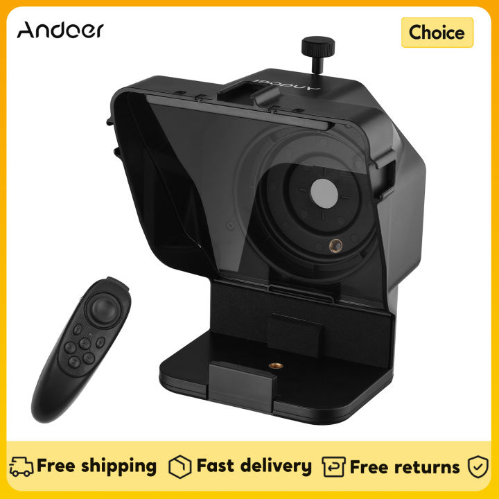 Andoer Portable Smartphone Teleprompter Prompter with Phone Holder Remote Control for Video Recording Live Streaming Interview