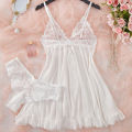 Romantic White  Lingerie Women's Underwear See Through Sleepwear Lace Nightdress And Panty Pijamas Sets Female  Nighty. 