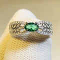 Huitan Fancy Leaf Band Oval Green Cubic Zirconia Wedding Rings for Women 2023 New Exquisite Finger Accessories Fashion Jewelry.