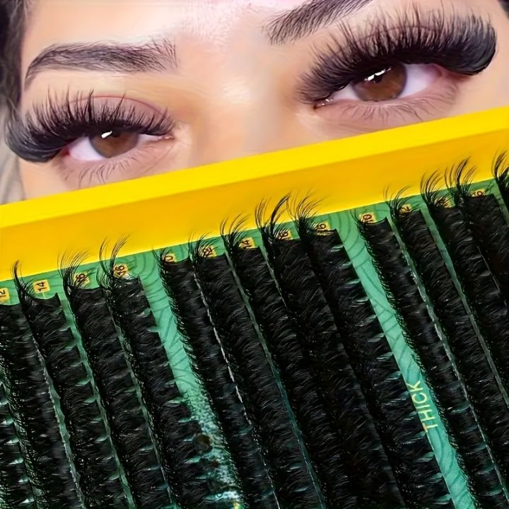DIY Eyelash Extension Kit - Fluffy Mixed Lengths 10-16mm, 0.07mm Thick Lashes with Tweezers Beginner-Friendly Reusable Set