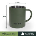 N Double Wall Coffee Mug Stainless Steel Matte  Green Water Mug Insulated with Handle for Camping Picnic Outdoors 300/450ml. 