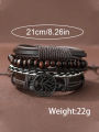 Original Watch Bracelet set Waterproof Retro Style Black Leather Strap Watch for Man's LA0265. 