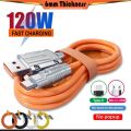 Universal 120W Liquid Silicon Fast Charging Data Cables Micro USB/Type C 6mm Thickness For Samsung Redmi Oppo Realme Oneplus. 
