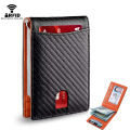 Rfid Leather Men Wallets Money Bag Slim Thin Card Holder Wallet Carbon Fiber Male Small Short Purse Black Billfold Walet Gifts. 