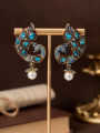 1 Pair of Vintage Retro Two-Tone Rhinestone-Embellished Elegant Peacock Pendant Earrings Suitable for Women to Wear Daily, Attend Parties, or as a  pen gpt. 