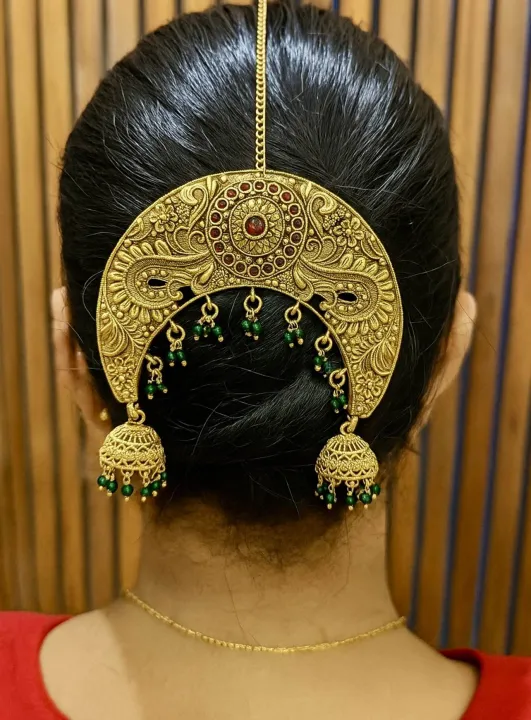 Elegant%20Gold%20Plated%20Polki%20Hair%20Brooch:%20Kemp%20Stone%20&%20Pearl%20Juda%20Pin%20-%20Image%208