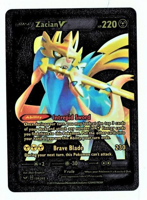 Pokemon Zacian V 220HP Black Foil Fan Art Card 138/202.