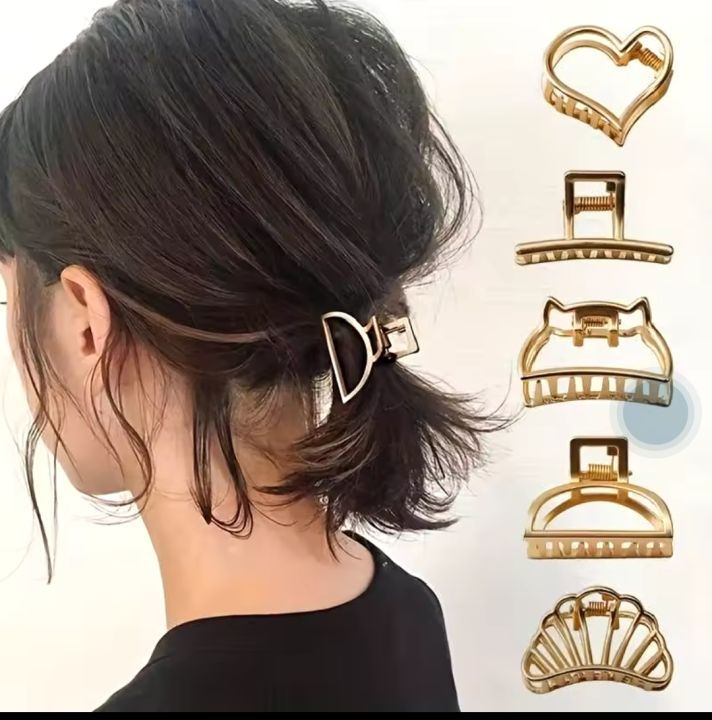 6pcs%20Korean%20Minimalist%20Style%20Gold%20Color%20Hair%20Catch%20Clips%20Women%20Hair%20Accessories%20Metal%20Hair%20Catchers%20-%20Image%203