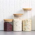 Pack of 3 Large, Medium and Small Square/Round Wooden Lid, Borosilicate Glass Jar Food Storage Containers Set, Airtight Food Jars with Kitchen Canisters for Sugar, Candy, Cookie, Rice and Spice Jars. 