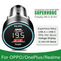 For car charger SuperVooc 100W, Cigarette plug for Find X7 Reno8,12V Usb for charger warp 80w.