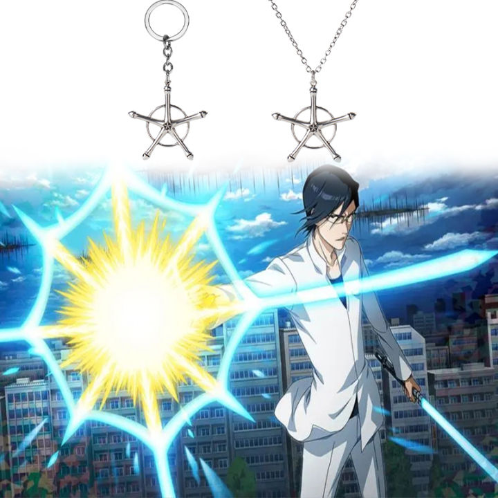 Anime Bleach Necklace Quincy Ishida Uryuu Cosplay Ginrei Gojiaku Amulet Alloy Choker Chain Bracelets Pendant Jewelry Accessories