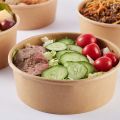 15pcs Kraft Paper Bowls Cups Fruit Salad Bowl Kraft Containers Salad Food Prep Kraft Box Cream Ice Snack Storage 500ml 750ml. 