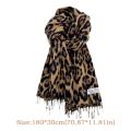 Fashion Leopard Tassels Shawl Imitation Cashmere Thickened Foulard Pashmina Hijabs Windproof Winter Warm Scarf Neck Warmer. 