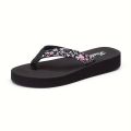 1pc Women's Flower Pattern Fashion Flip Flops Non-slip Lightweight Beach Platform Slippers Women's Footwear Breathable Open Toe. 