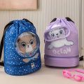 Drawstring Gym Bag for Kids Waterproof Drawstring Backpack Swim Bag with Compartment Pull String Sport Bag for Wet Swimming. 
