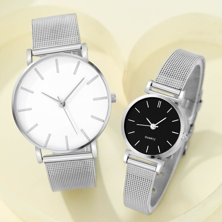 2pcs%20Stainless%20Steel%20Quartz%20Watches%20For%20Women%20Men%20Leisure%20Fashion%20Golden%20Ladies%20Clock%20Wristwatch%20-%20Image%202