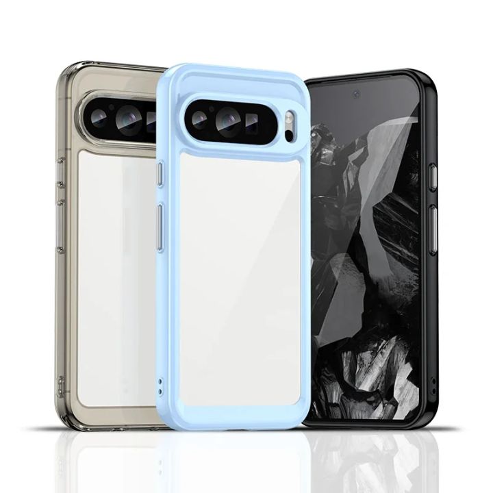 Luxury Acrylic Phone Case for Google Pixel 9 8 7 Pro XL 8A 7A 6A Full Protection Transparent Back Plate Drop Protection Cover