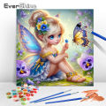 Evershine Pictures By Numbers Portrait Elf Girl Paint Kit For Adults Drawing By Numbers Set Butterfly Unique. 