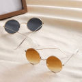 2 Pairs Per Set Small Round Sunglasses Women Cute Skinny Metal Eyewear Retro Vintage Narrow Cateye Sunglasses Set. 