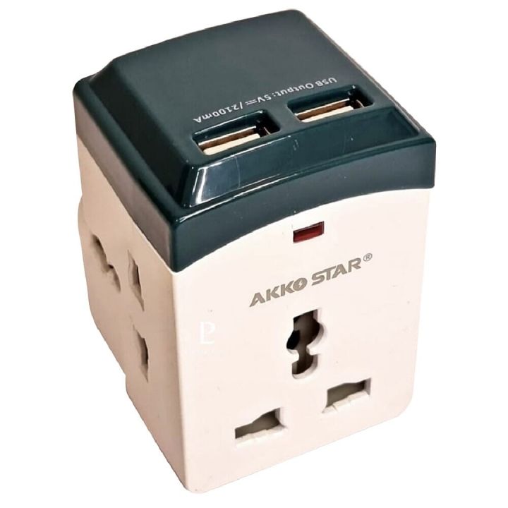Usb Multi Socket Plug USB Multi Socket - 2 Port USB - Akko Star - 13A Square Pin - Universal ...