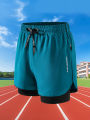 Summer Men Running Shorts Fitness Gym Training 2 in 1 Sports Shorts Quick Dry WorkoutJogging Double Deck Shorts. 