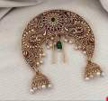 Elegant Gold Plated Polki Hair Brooch: Kemp Stone & Pearl Juda Pin. 