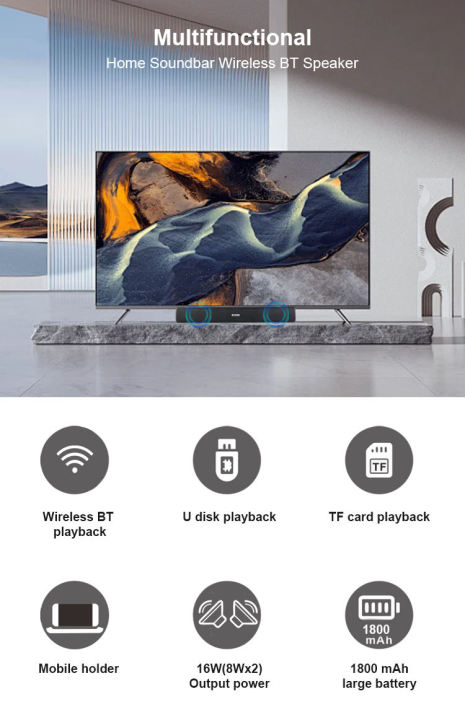 KISONLI%20LED-803%20WIRELESS%20BT%2016W%20PORTABLE%20SOUNDBAR%20SPEAKERS%20Kisonli%20LED-803%20Wireless%20Bluetooth%2016W%20Portable%20Soundbar%20Speaker%20with%20Powerful%20Stereo%20Sound,%20USB%20Playback,%20AUX%20Input%20and%20LED%20Indicator%20Light%20-%20Image%208