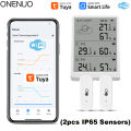 New Tuya WiFi Weather Station Thermohygrometer Gateway&2/4/6/8/10 pcs Outdoor IP65 Waterproof 433mhz Temperature&Humidity Sensor.