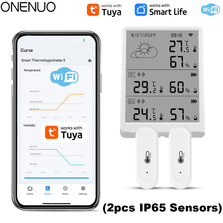 New Tuya WiFi Weather Station Thermohygrometer Gateway&2/4/6/8/10 pcs Outdoor IP65 Waterproof 433mhz Temperature&Humidity Sensor