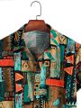 2024 Men's Fashion Retro Printed Short sleeved Shirt Men's Hawaiian Printed Shirt. 